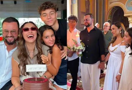 Andra, zi de naștere spectaculoasă, la 40 de ani. Ea și Cătălin Măruță și-au reînnoit jurămintele după 18 ani de căsătorie, la biserică, alături de copii / Petrecerea de după a fost ca o nuntă