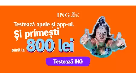 Testează ING și poți primi până la 800 de lei. Cont deschis 100% online, în 9 minute, zero comisioane și curs valutar bun inclusiv în weekend