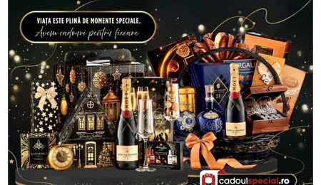 Cauți un cadou elegant de Crăciun? Comandă coșurile cadou cu șampanie, de la cadoulspecial.ro