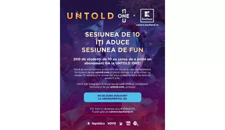 UNTOLD premiază performanța academică și anul acesta prin campania „Student de 10”. 200 de studenți cu media 10 în sesiunea de vară vor primi abonamente General Access gratuite la UNTOLD ONE