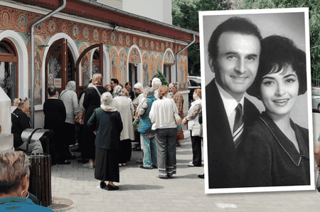 Primele imagini de la înmormântarea Sandei Țăranu, „Vocea de aur” a TVR. Își va dormi somnul de veci alături de marea dragoste. Ce scrie pe coroana depusă de sora ei