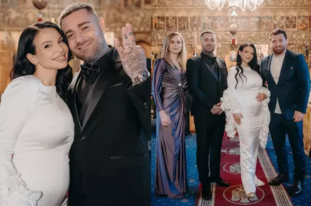 TJ Miles și Francisca s-au căsătorit religios. Primele imagini de la nuntă: Cătălin Moroșanu a fost naș, iar mireasa a purtat o rochie mulată, care i-a evidențiat burtica de gravidă