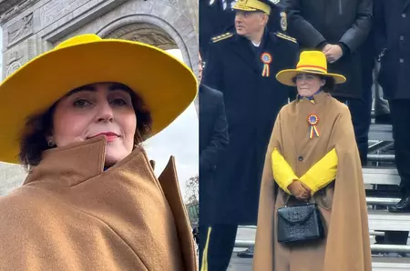 Cine este femeia cu pălărie galbenă din prima linie la parada militară. Lucrează în sistemul judiciar și o cunosc toți politicienii importanți