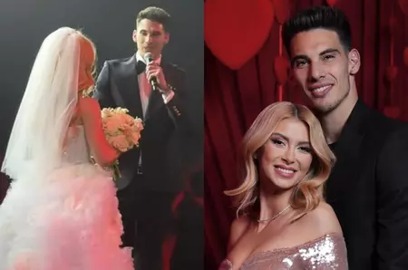 Andreea Bălan, apariție neașteptată în rochie de mireasă și cu voal pe cap, la Sala Palatului. Victor Cornea a venit pe scenă cu buchetul miresei și îmbrăcat în costum: „Mă bucur pentru tot ce trăiești în acest moment”