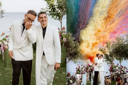 Max Raileanu de la Chefi la Cuțite și hairstylistul George Popescu s-au căsătorit în Grecia. Imagini emoționante de la eveniment: „Ne amintim fluturii din stomac!”