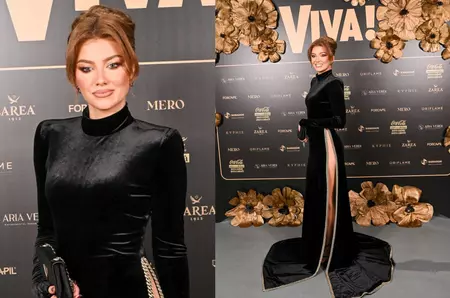 Codruța Filip, apariție spectaculoasă la petrecerea VIVA! 2026. A purtat o rochie super sexy, cu șliț pe picior, prins în lanțuri aurii, cu o trenă lungă din catifea