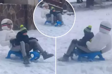 Oamenilor nu le-a venit să cradă că e el! Îmbrăcat sport, cu o geacă groasă, albă, gluga trasă pe cap și ochelari de soare, și-a făcut apariția relaxat pe pârtie, la 58 de ani, și s-a distrat ca-n copilărie, pe săniuță! Îți dai seama cine e în poze? FOTO