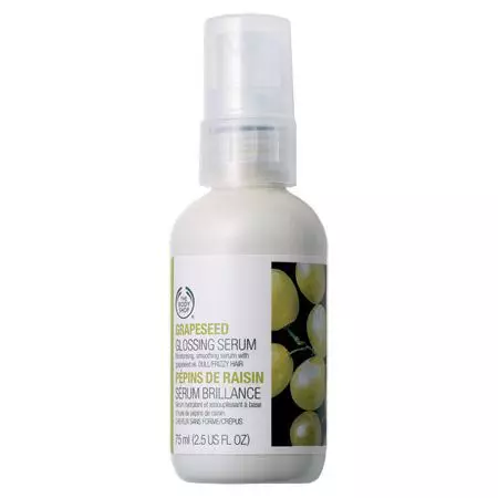 Ser hrănitor pentru strălucire și împotriva casării părului, The Body Shop, Grapeseed Glossing Serum, 56 lei