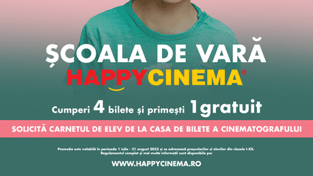 Începe ȘCOALA DE VARĂ HAPPY CINEMA. Te premiem cu bilete gratuite la filme!