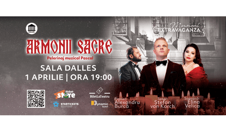 Tenorul ŞTEFAN von KORCH şi soprana ELINA VELICA evocă miracolul  Învierii cu „ARMONII SACRE” pe 1 aprilie la Sala Dalles