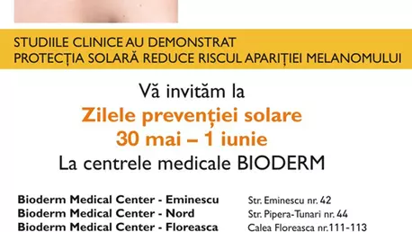Zilele protectiei solare: testari gratuite pentru depistarea melanomului