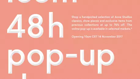 Pop-up shop online Acne Studios, exclusiv pentru Romania