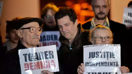 Actorii de la Teatrul Național București au protestat în semn de solidaritate față de magistrații din România