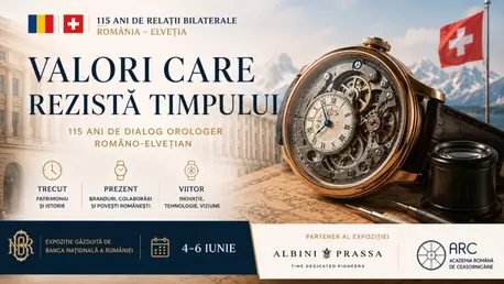 Expoziția "Valori care rezistă timpului" de la BNR: Albini Prassa aduce în prim-plan 115 ani de relații România–Elveția prin orologerie