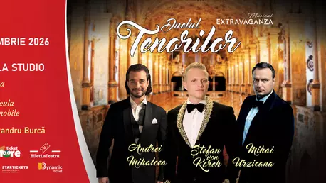 Ediţia 2026 a „DUELULUI TENORILOR”, cu ŞTEFAN von KORCH şi invitaţii,-  pe 14 septembrie la TNB – Sala Studio, în deschiderea stagiunii Musical Extravaganza