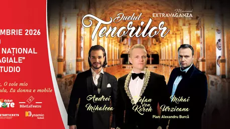 Ediţia 2026 a „DUELULUI TENORILOR”, cu ŞTEFAN von KORCH şi invitaţii,-  pe 14 septembrie la Teatrul Naţional – Sala Studio, în deschiderea stagiunii Musical Extravaganza