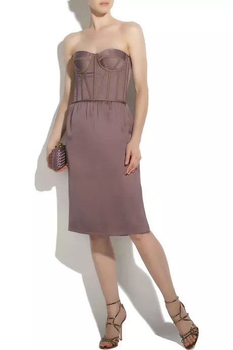 Rochie cu corset din matase, Bottega Veneta