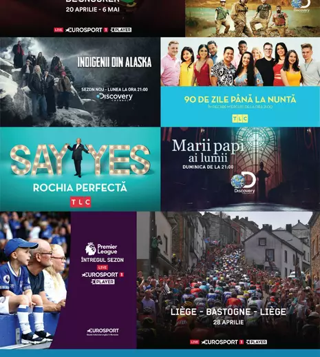 Ce vom putea vedea pe Discovery Channel, TLC, Travel Channel și Eurosport, de Paște și de 1 Mai