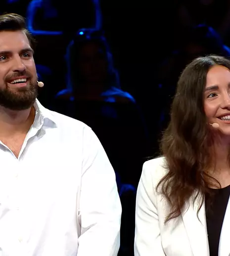 Alex Leonte și Mihaela Lupașcu, la „Ești mai deștept decât un copil de clasa a V-a”, 18 octombrie 2024. „Am reușit să facem o super echipă”