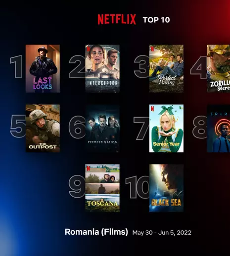 Top 10 filme și seriale Netflix în România, săptămâna 30 mai - 5 iunie 2022