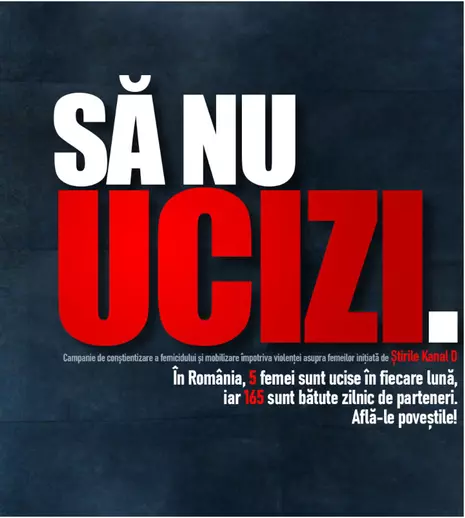 „Să nu ucizi.” – Campanie Știrile Kanal D împotriva femicidului și violenței domestice