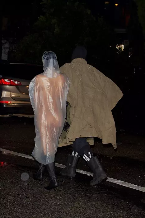 *EXCLUSIVE* Kanye West & Wife Bianca Defy State of Emergency as the Rainswept Couple Bundle up for Studio Session!