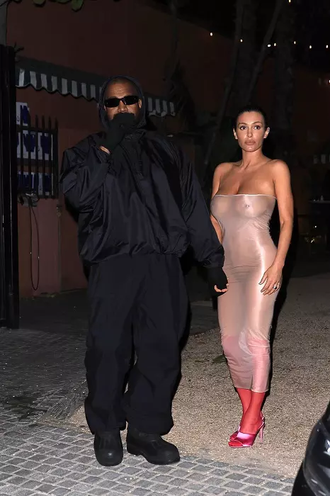 *PREMIUM-EXCLUSIVE* Bianca Censori wears a  see-through dress while on dinner date with Kanye