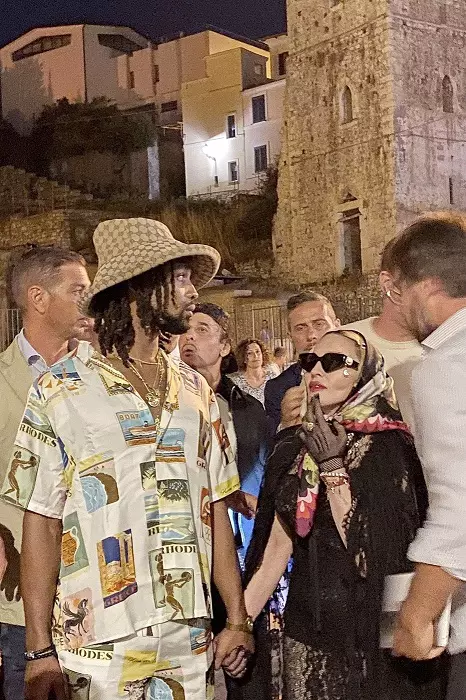 *PREMIUM-EXCLUSIVE* MUST CALL FOR PRICING BEFORE USAGE - The Legendary 'Queen of Pop' Madonna enjoys a cultural tour of Italy's masterpiece of pre Roman and Medieval architecture Terracina Alta with her boyfriend Akeem Morris and twin daughters during her