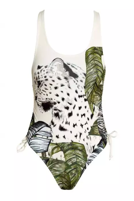 Costum de baie întreg, cu imprimeu exotic, H&M, 99 lei