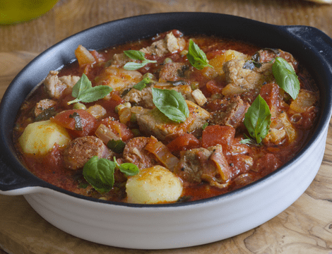 Tocăniță de porc cu ceapă și sos de roșii. Rețeta simplă, clasică, irezistibilă