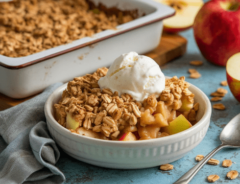 Crumble cu mere și ovăz. Rețeta care transformă merele într-un desert spectaculos
