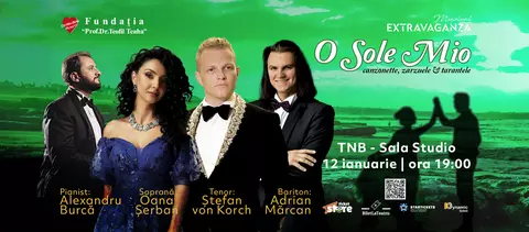 Recitalul „O SOLE MIO” cu tenorul ŞTEFAN von KORCH şi invitaţii va fi găzduit pe 12 ianuarie la Sala Studio a Teatrului Naţional din Bucureşti