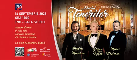 Ediţia 2026 a „DUELULUI TENORILOR”, cu ŞTEFAN von KORCH şi invitaţii,-  pe 14 septembrie la TNB – Sala Studio, în deschiderea stagiunii Musical Extravaganza