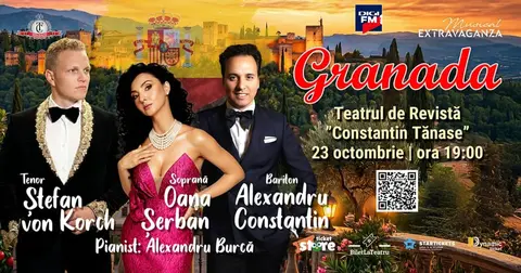 „GRANADA” – cu tenorul ŞTEFAN VON KORCH şi invitaţii - concert incandescent cu influențe spaniole și mexicane, pe scena Teatrului Constantin Tănase pe 23 octombrie