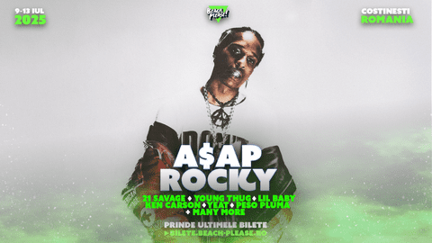 Anunț exploziv: A$AP ROCKY vine la „Beach, Please!” 2025. Costineștiul devine scena hip-hop-ului global
