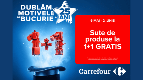Bucurii duble în fiecare zi: ce oferte găsești la Carrefour la aniversarea de 25 de ani