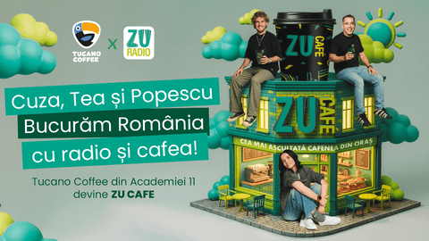 ZU CAFE: Popescu, Cuza și Tea transmit, joi și vineri, din Tucano Coffee Academiei