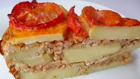 Musaca de post cu cartofi și ciuperci