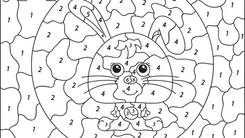 Coloreaza pe cifre iepurasul