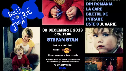 Primul concert din România la care biletul de intrare constă într-o jucărie