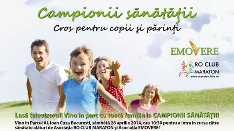 Părinţi şi copii „Campioni ai sănătăţii” aleargă în Parcul Al. Ioan Cuza 