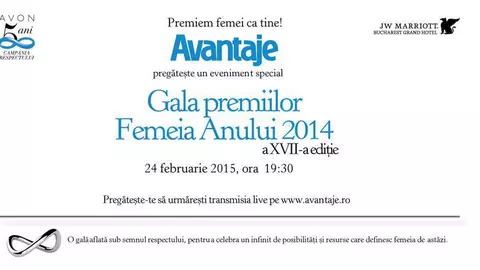 Urmăreste Gala "Femeia Anului 2014" Avantaje! Video