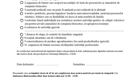 ATENȚIE de unde descărcați formularul necesar deplasării!