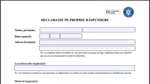 DOCUMENT: Descarcă declarația pe propria răspundere pentru starea de urgență, noua versiune