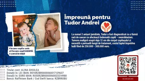 Împreună pentru Tudor Andrei - Micuțul are cancer la doar doi ani și jumătate