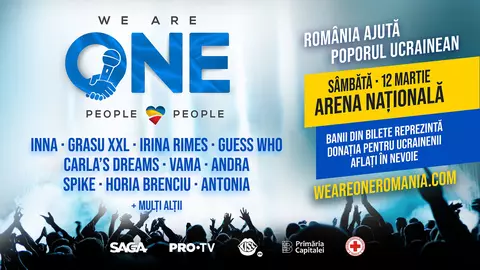 WE ARE ONE anunță primii artiști din line-up. Cel mai mare concert caritabil din România, pentru sprijinirea poporului ucrainean, are loc pe 12 martie, la Arena Națională
