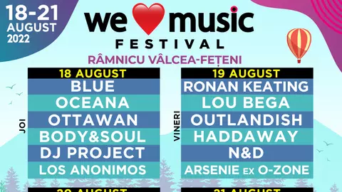 We Love Music Festival 2022 – Lineup-ul pe zile și bilete disponibile pentru fiecare zi de festival!