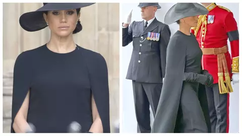 Vrei o rochie-pelerină precum cea purtată de Meghan Markle la înmormântare?