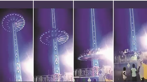 Șoc într-un parc de distracții: un carusel plin cu femei și copii se prăbușește de la 50 de metri