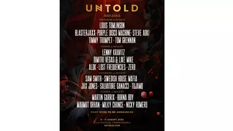 Louis Tomlinson și Tom Grennan vin pentru prima dată la Festivalul Untold! Zerb, Milky Chance, Steve Aoki, Nicky Romero, Blasterjaxx, Jax Jones, Salvatore Ganacci, Mahmut Orhan și Tujamo fac parte din lineup-ul Untold 2024